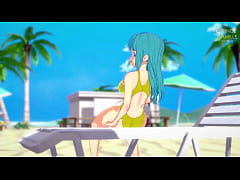 Play MP4 - Maron in yellow swimsuit masturbates on the beach - Dragon Ball Z