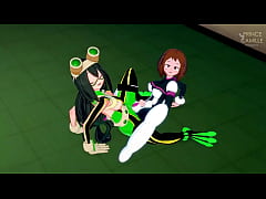 Play MP4 - Ochako and Tsuyu adorable lesbian teen scissoring - My Hero Academia
