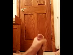 Play MP4 - Big cock spewing cum in bathroom