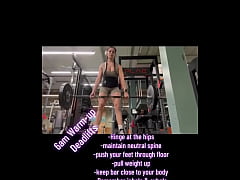 Play MP4 - 6am-Warm-Up Deadlifts-Hinge at the hips-maintain neutral spine -push your feet through floor-pull weight up-keep bar &period;&period;&period;