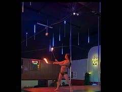 Play MP4 - Destiny Mae dancing and playing with fire on stage at the strip club